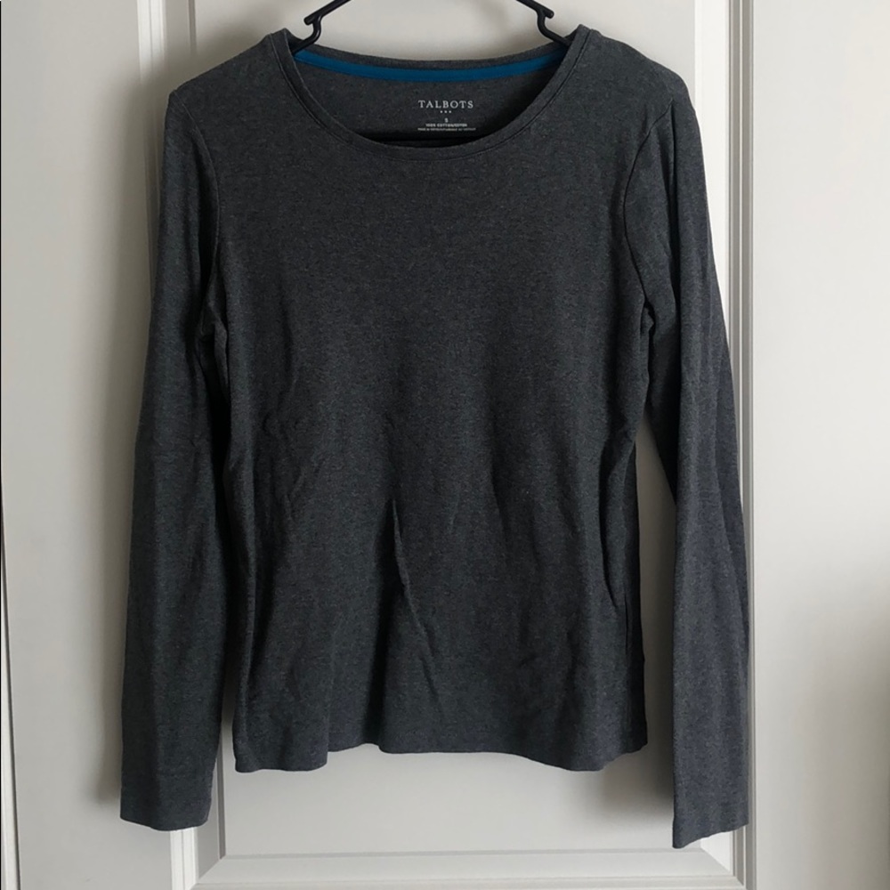 Talbots 100% cotton gray long sleeve tee shirt